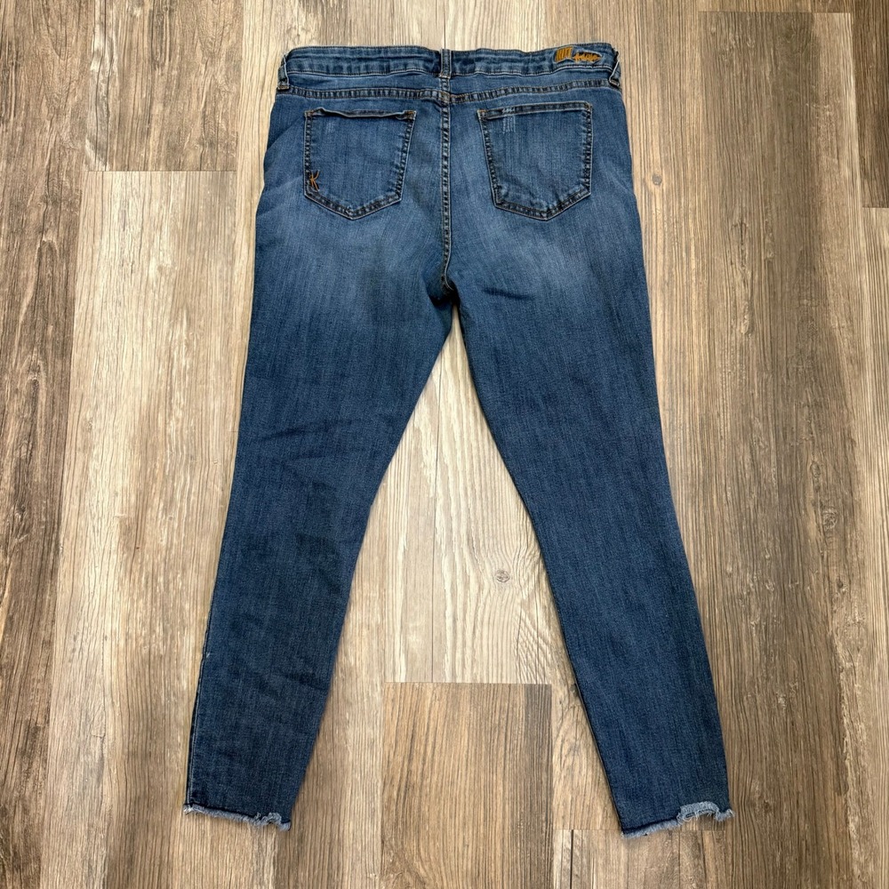KUT from the Kloth High Rise Skinny Jeans Blue Wash Frayed Hem Size 14 - Picture 4 of 7